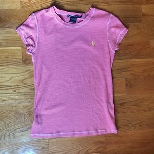Ralph Lauren Red/white striped t-shirt. MED